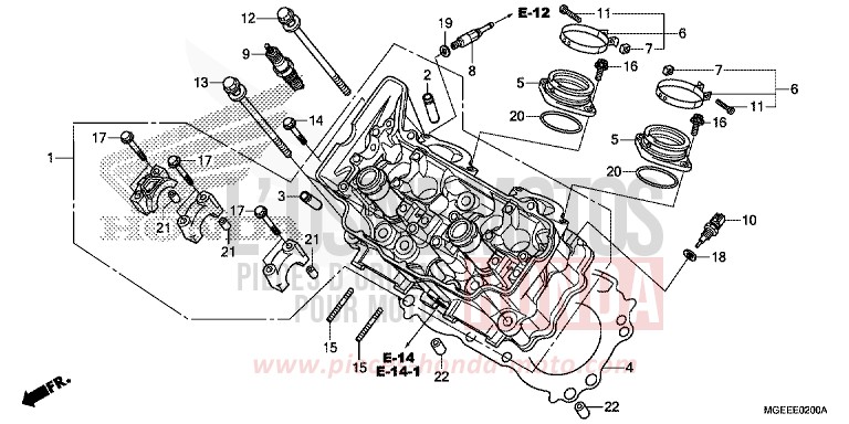 CULASSE (AVANT) de VFR1200F Méca CANDY PROMINENCE RED (R342) de 2015